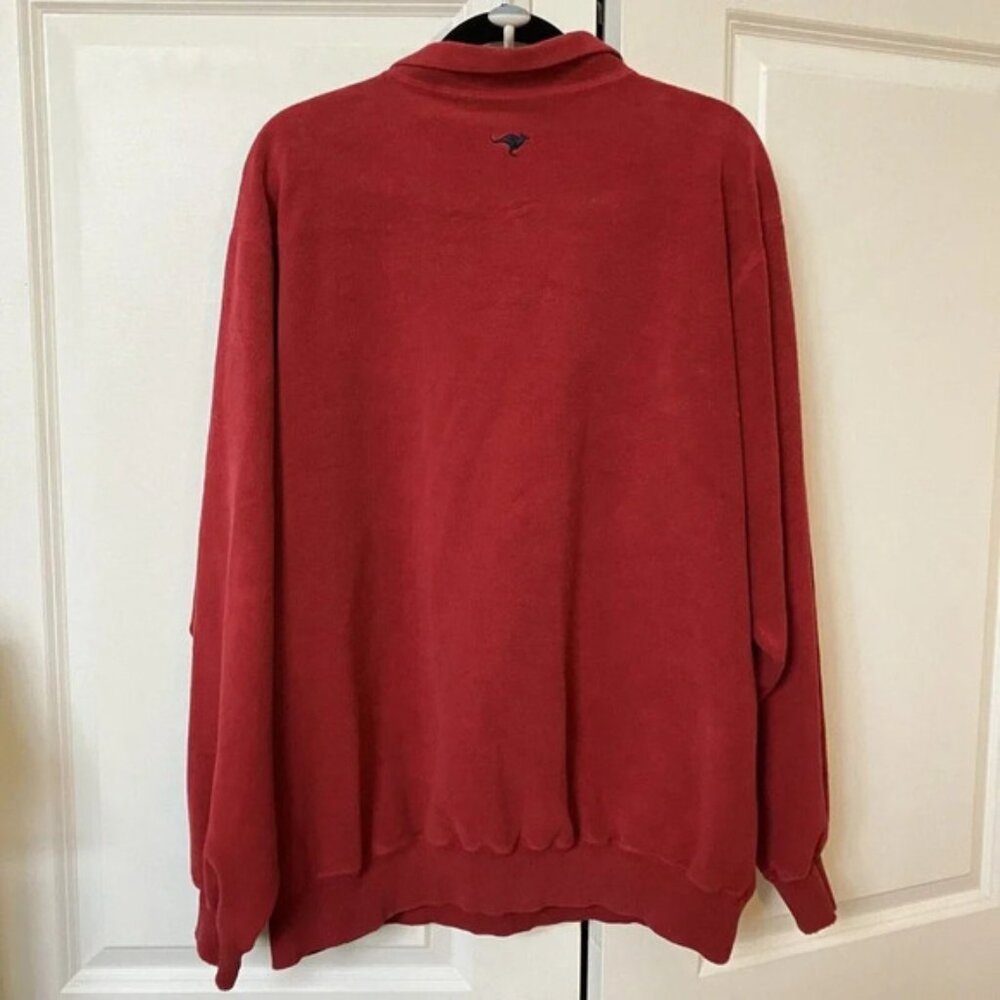Vintage Fairdinkum Aussie Outfitters Red Terry Cloth Heavyweight Cotton ¼ Zip - Picture 6 of 8